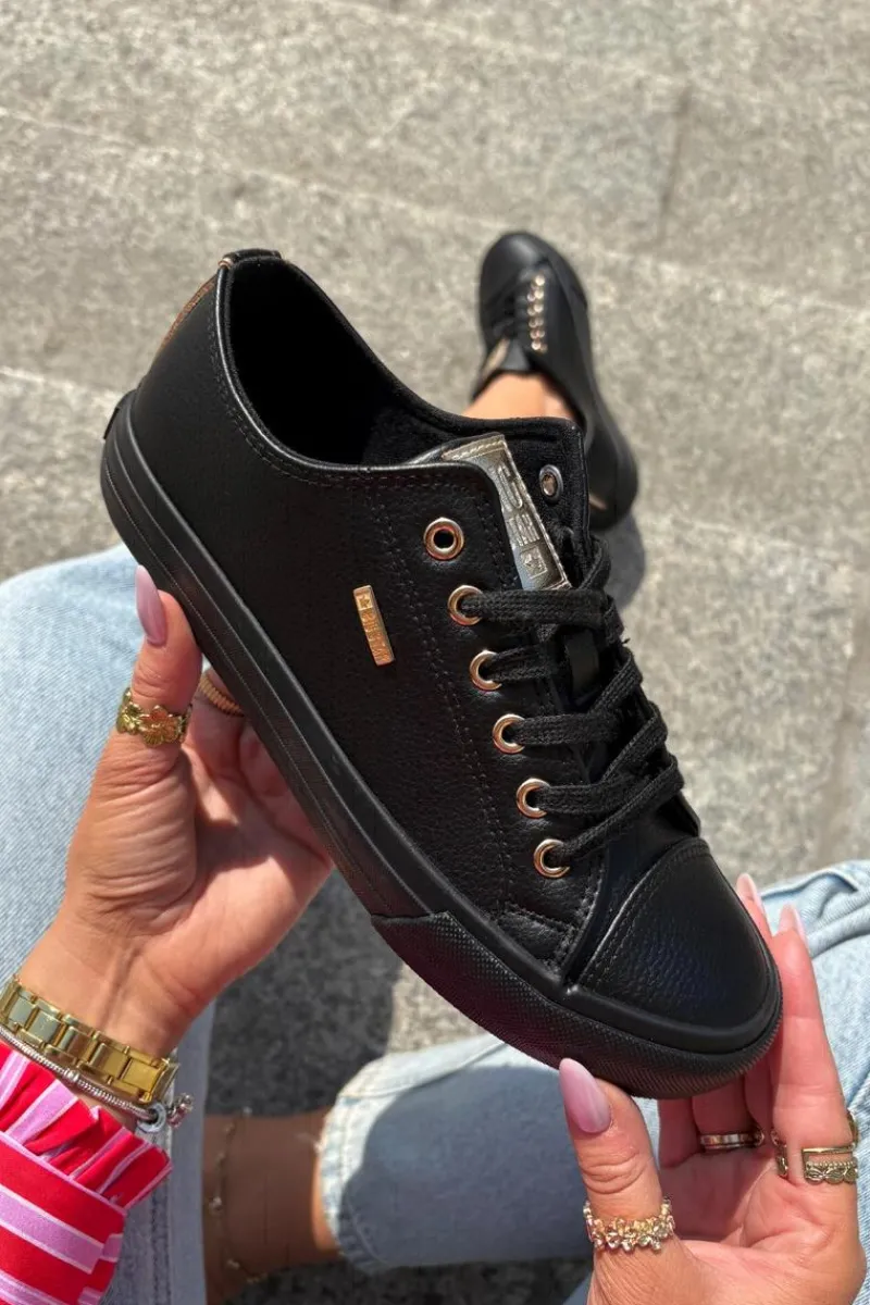 Discount Trampki Damskie Z Eko Skóry Big Star RR274749 Czarne Damskie Trampki Damskie Big Star|Trampki Damskie Niskie