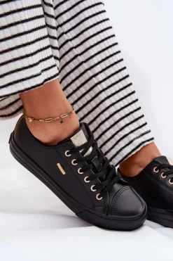 Discount Trampki Damskie Z Eko Skóry Big Star RR274749 Czarne Damskie Trampki Damskie Big Star|Trampki Damskie Niskie