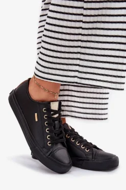 Discount Trampki Damskie Z Eko Skóry Big Star RR274749 Czarne Damskie Trampki Damskie Big Star|Trampki Damskie Niskie