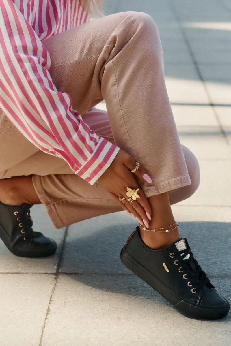 Discount Trampki Damskie Z Eko Skóry Big Star RR274749 Czarne Damskie Trampki Damskie Big Star|Trampki Damskie Niskie