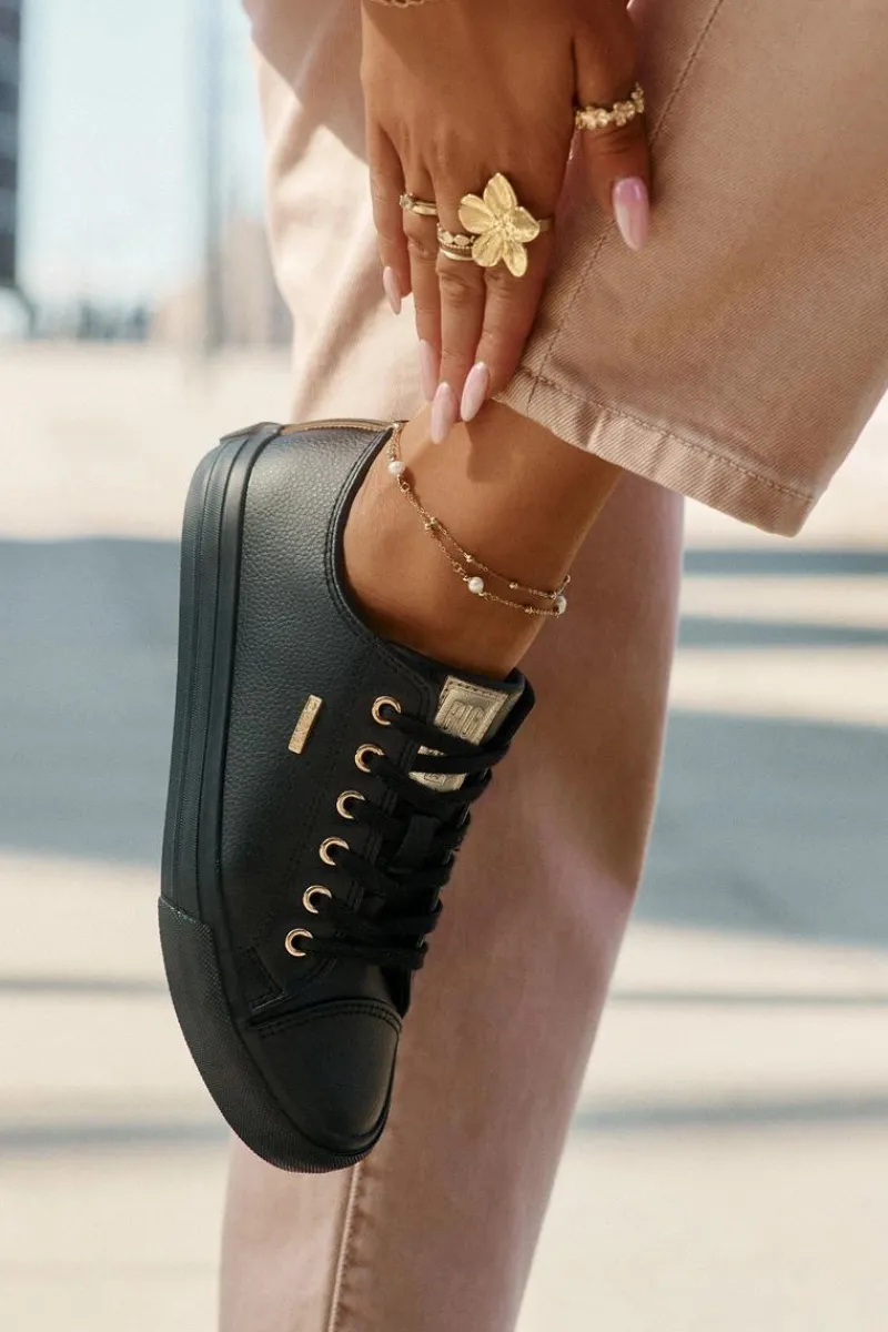 Discount Trampki Damskie Z Eko Skóry Big Star RR274749 Czarne Damskie Trampki Damskie Big Star|Trampki Damskie Niskie