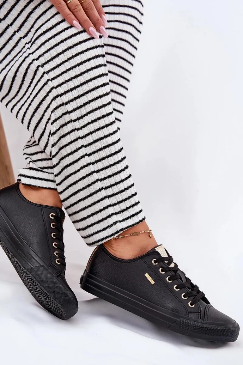 Discount Trampki Damskie Z Eko Skóry Big Star RR274749 Czarne Damskie Trampki Damskie Big Star|Trampki Damskie Niskie