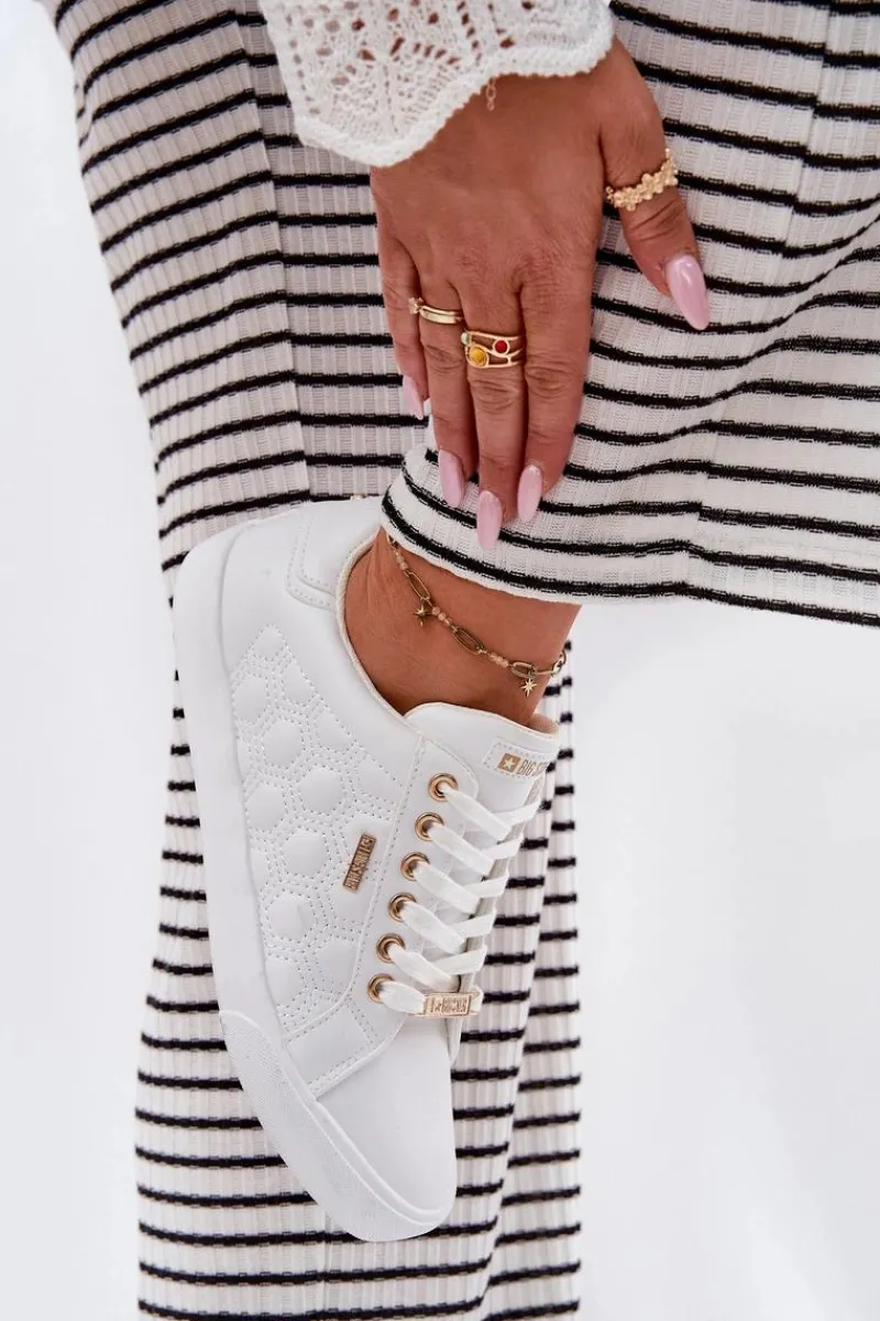 Trampki Damskie Big Star|Trampki Damskie Niskie>Big Star Shoes Trampki Damskie Z Eko Skóry Big Star RR274322 Białe