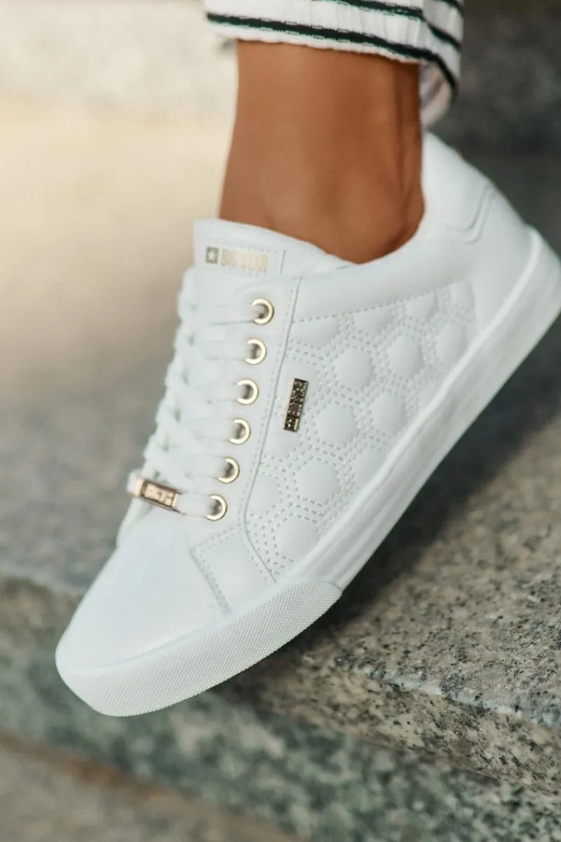 Trampki Damskie Big Star|Trampki Damskie Niskie>Big Star Shoes Trampki Damskie Z Eko Skóry Big Star RR274322 Białe