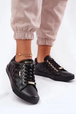 Online Trampki Damskie Z Eko Skóry Big Star RR274323 Czarne Damskie Trampki Damskie Big Star|Trampki Damskie Niskie