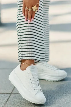 Trampki Damskie Niskie></noscript>Lee Cooper Trampki Damskie Z Haftem Na Platformie LCW-25-31-3465L Białe