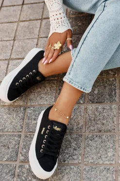 Outlet Lee Cooper Trampki Damskie Z Koronką LCW-25-31-3439L Czarne Czarny