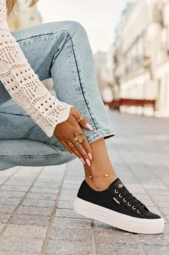 Outlet Lee Cooper Trampki Damskie Z Koronką LCW-25-31-3439L Czarne Czarny