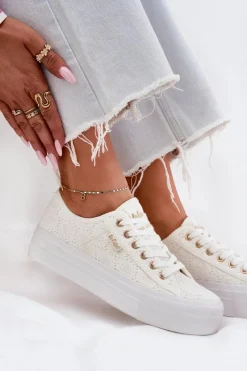 Best Lee Cooper Trampki Damskie Z Koronką LCW-25-31-3438L Białe