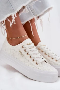 Best Lee Cooper Trampki Damskie Z Koronką LCW-25-31-3438L Białe