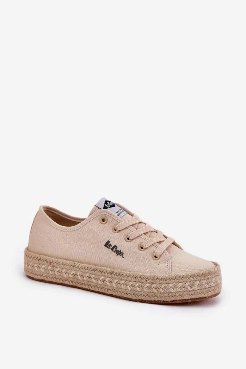 Hot Trampki Damskie Z Plecionką LCW-25-44-3215 Beżowe Damskie Trampki Damskie Niskie