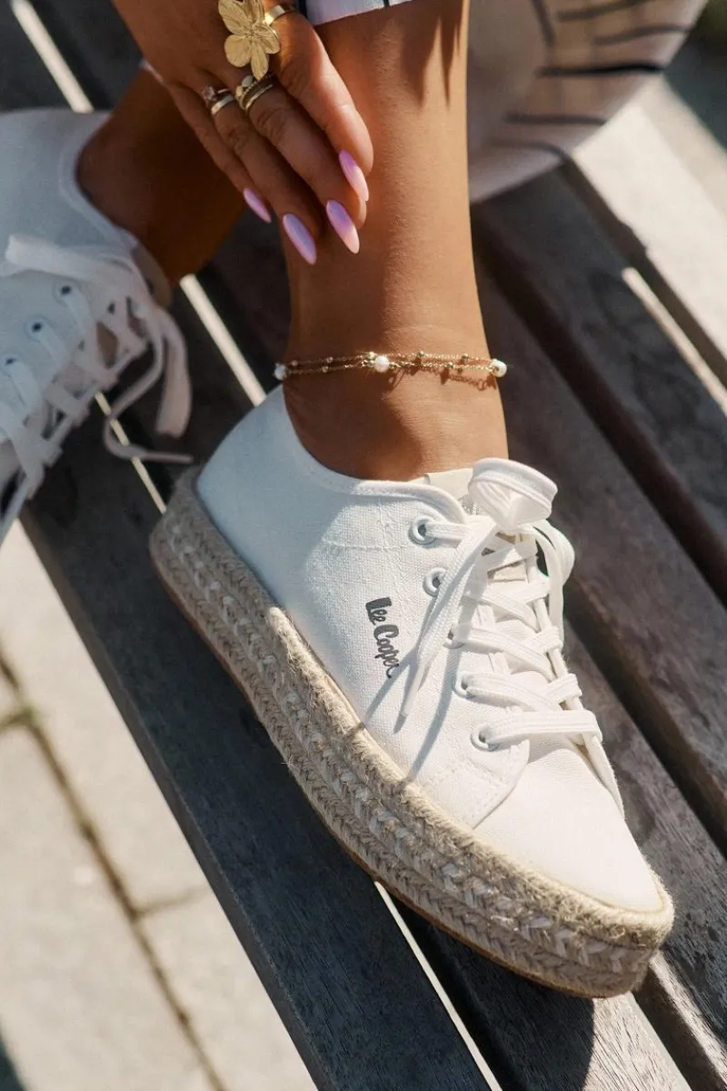 Hot Trampki Damskie Z Plecionką LCW-25-44-3217 Białe Damskie Trampki Damskie Niskie