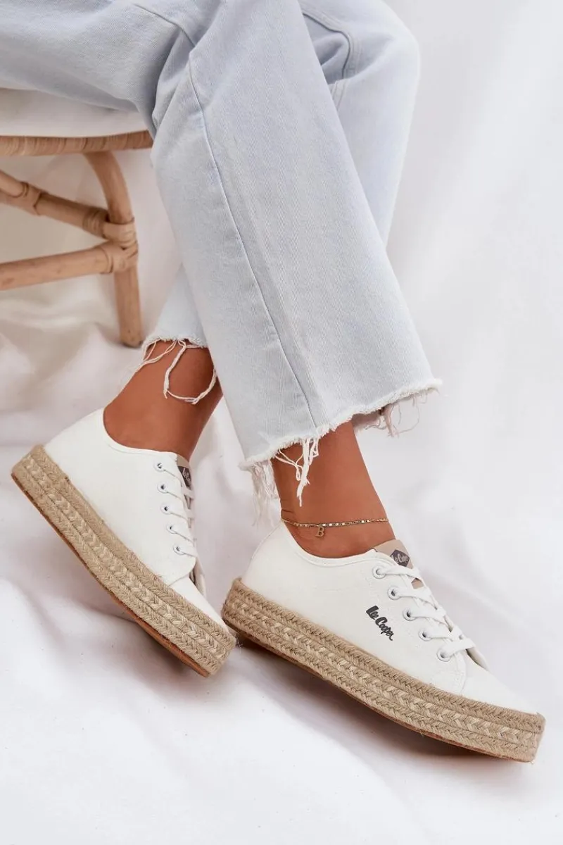 Hot Trampki Damskie Z Plecionką LCW-25-44-3217 Białe Damskie Trampki Damskie Niskie