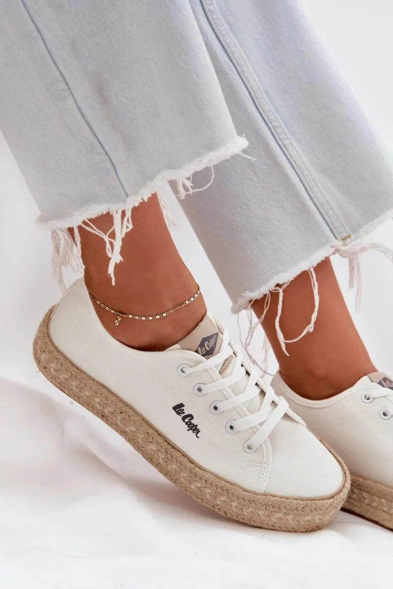 Hot Trampki Damskie Z Plecionką LCW-25-44-3217 Białe Damskie Trampki Damskie Niskie