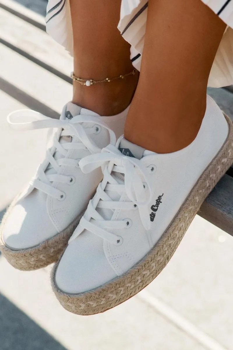 Hot Trampki Damskie Z Plecionką LCW-25-44-3217 Białe Damskie Trampki Damskie Niskie