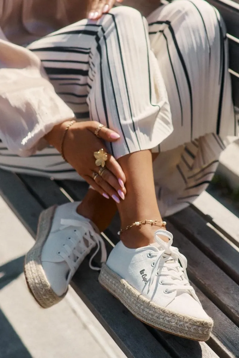 Hot Trampki Damskie Z Plecionką LCW-25-44-3217 Białe Damskie Trampki Damskie Niskie