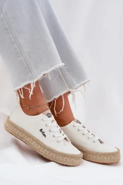 Hot Trampki Damskie Z Plecionką LCW-25-44-3217 Białe Damskie Trampki Damskie Niskie