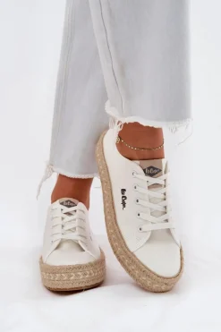 Hot Trampki Damskie Z Plecionką LCW-25-44-3217 Białe Damskie Trampki Damskie Niskie