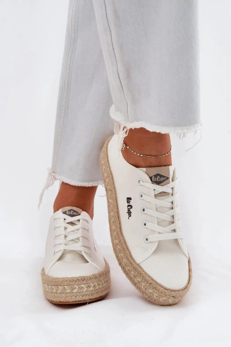 Hot Trampki Damskie Z Plecionką LCW-25-44-3217 Białe Damskie Trampki Damskie Niskie