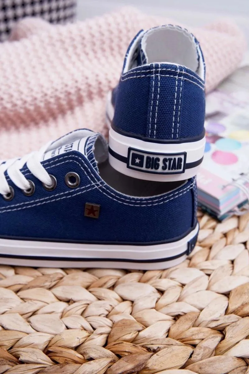 Hot Big Star Shoes Trampki Dziecięce Big Star FF374202 Granatowe Niebieski
