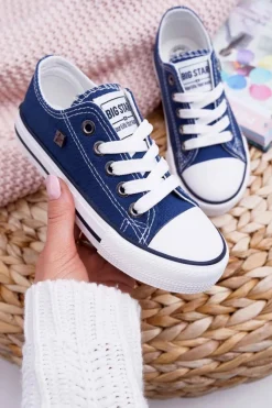 Hot Big Star Shoes Trampki Dziecięce Big Star FF374202 Granatowe Niebieski