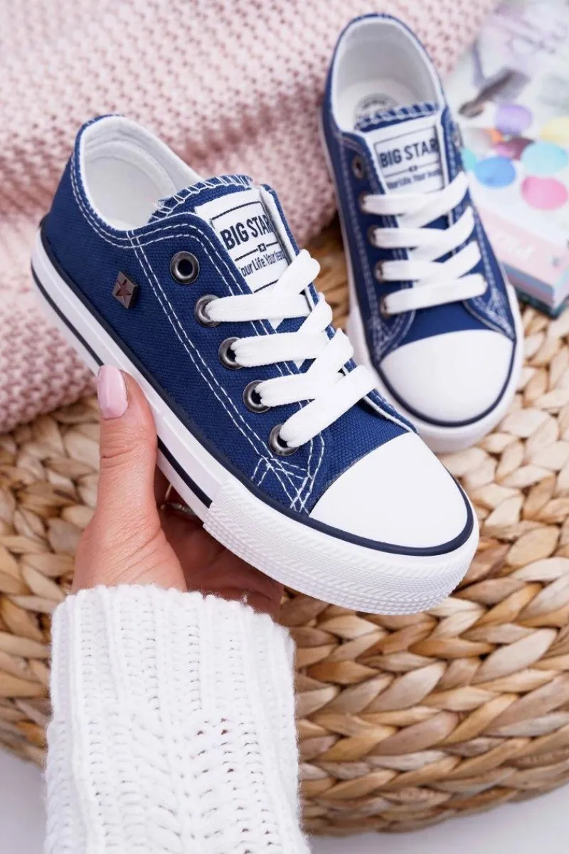 Hot Big Star Shoes Trampki Dziecięce Big Star FF374202 Granatowe Niebieski