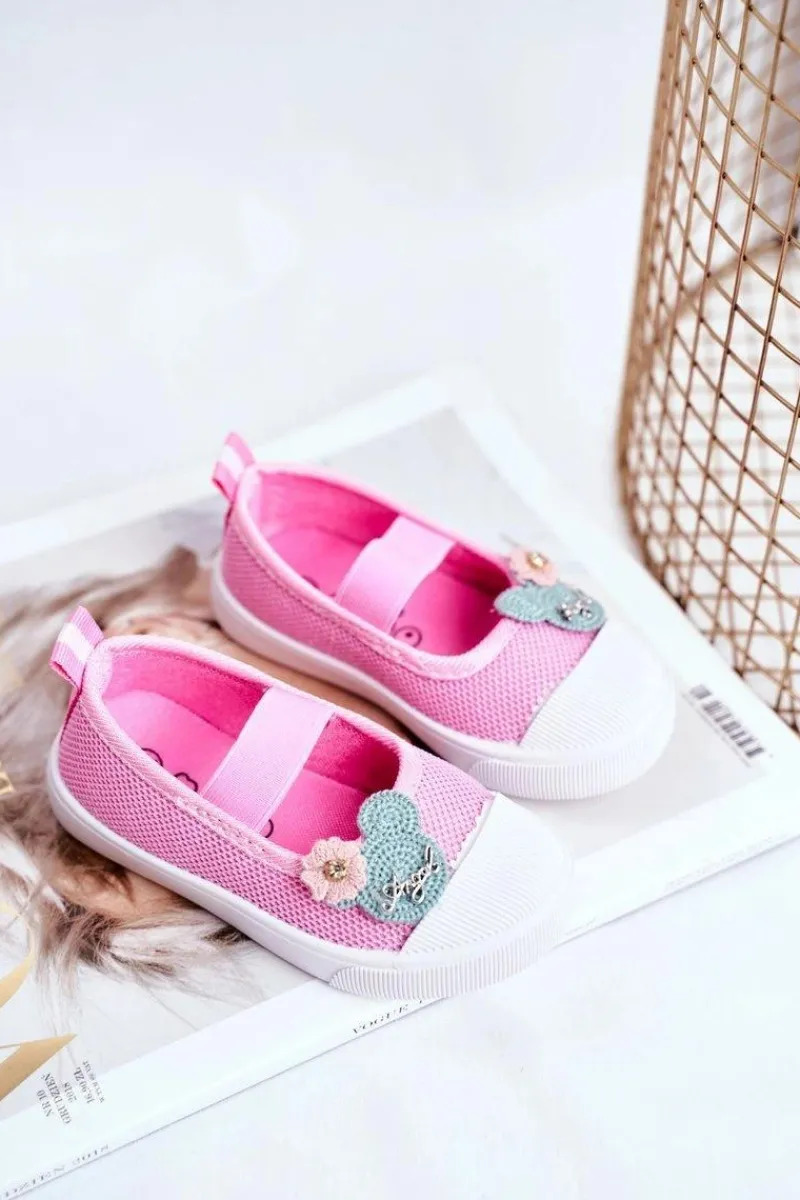 Dziewczęce>Boto Trampki Dziecięce na Rzepy Różowe Estienne