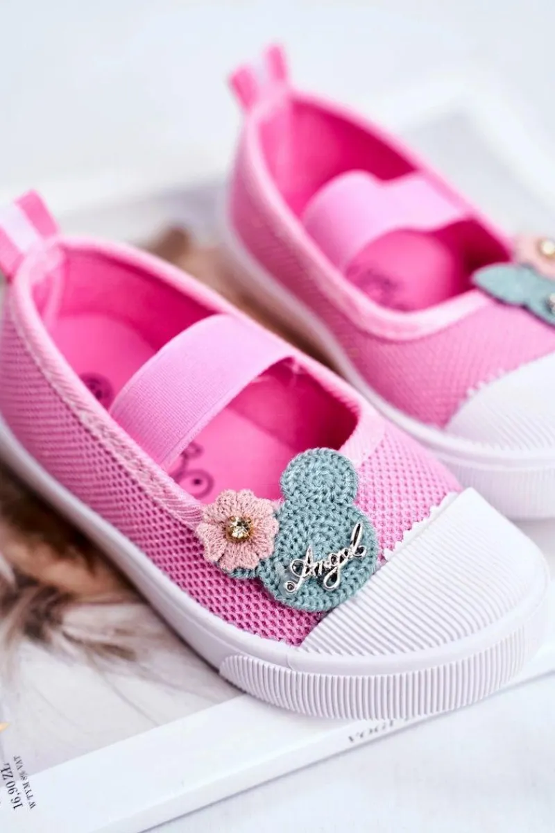 Dziewczęce>Boto Trampki Dziecięce na Rzepy Różowe Estienne