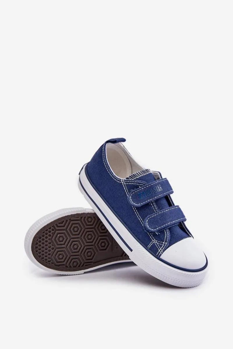 Chłopięce|Dziewczęce>Big Star Shoes Trampki Dziecięce Na Rzepy Big Star OO374010 Granatowe