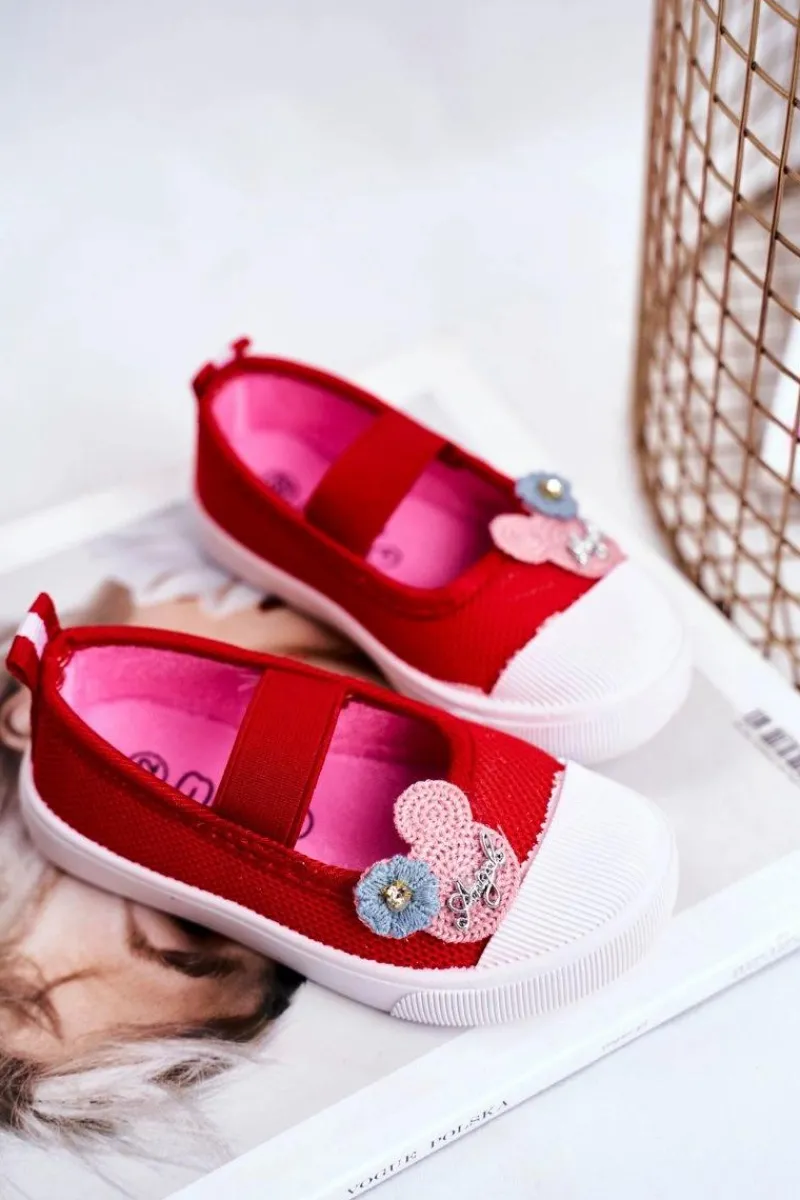 Clearance Boto Trampki Dziecięce na Rzepy Czerwone Estienne