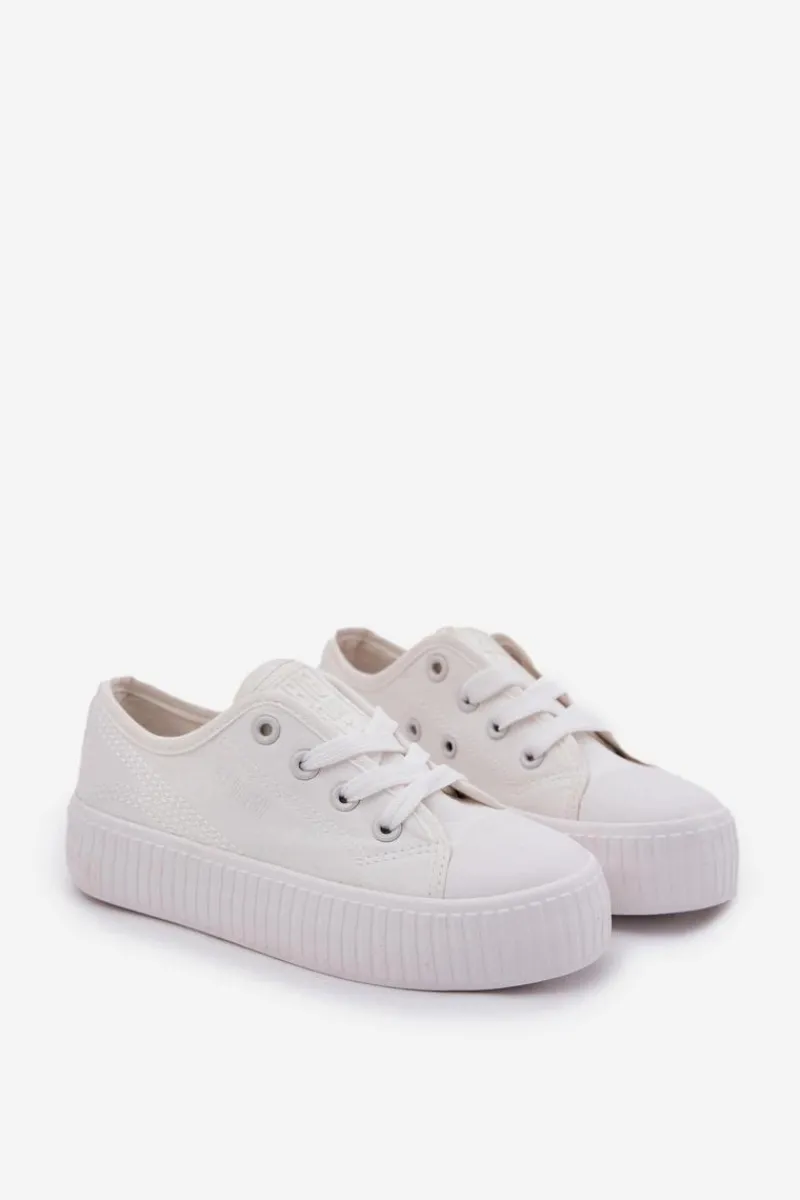 Chłopięce|Dziewczęce>Big Star Shoes Trampki Dziecięce Sznurowane Big Star RR374009 Białe Biały