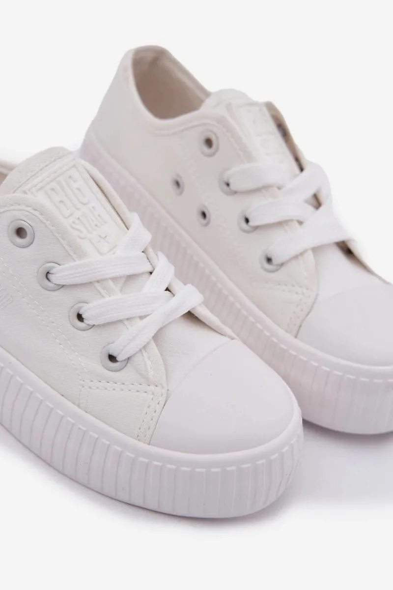 Chłopięce|Dziewczęce>Big Star Shoes Trampki Dziecięce Sznurowane Big Star RR374009 Białe Biały