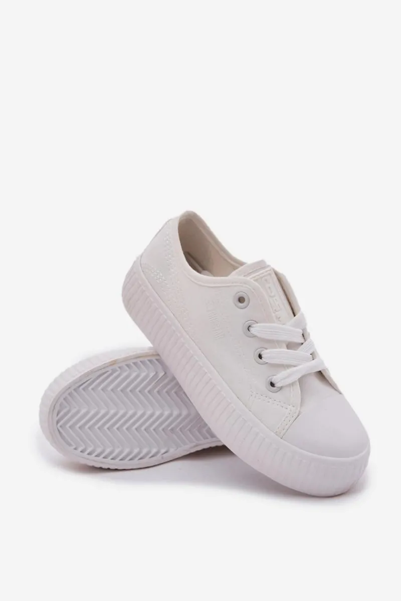 Chłopięce|Dziewczęce>Big Star Shoes Trampki Dziecięce Sznurowane Big Star RR374009 Białe Biały