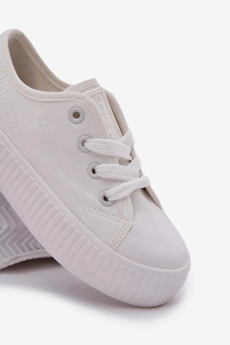 Chłopięce|Dziewczęce>Big Star Shoes Trampki Dziecięce Sznurowane Big Star RR374009 Białe Biały