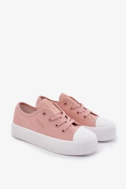 Best Big Star Shoes Trampki Dziecięce Sznurowane Big Star RR374011 Różowe Różowy