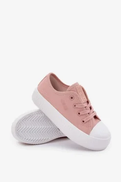 Best Big Star Shoes Trampki Dziecięce Sznurowane Big Star RR374011 Różowe Różowy