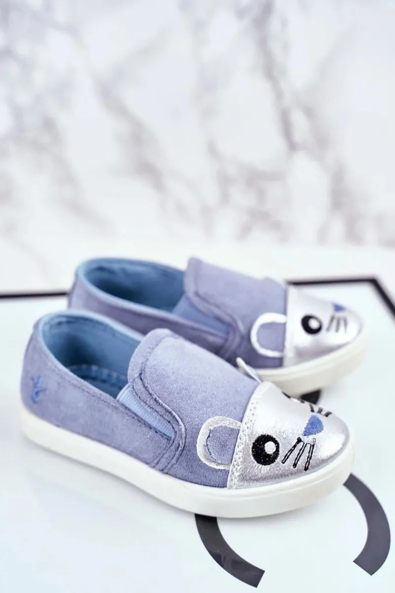 Sale Trampki Dziecięce Wsuwane Z Myszką Niebieskie Candys Dzieci Dziewczęce