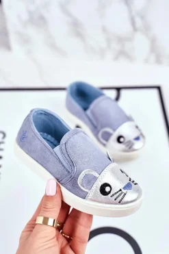 Sale Trampki Dziecięce Wsuwane Z Myszką Niebieskie Candys Dzieci Dziewczęce
