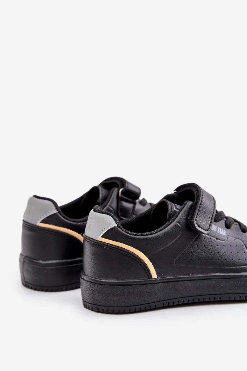 Clearance Big Star Shoes Trampki Dziecięce Z Eko Skóry Na Rzep Big Star OO374004 Czarne Czarny