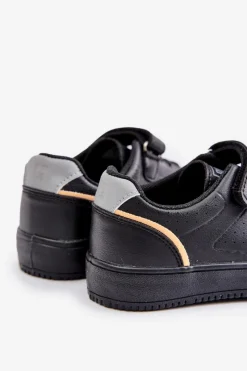 Clearance Big Star Shoes Trampki Dziecięce Z Eko Skóry Na Rzep Big Star OO374004 Czarne Czarny