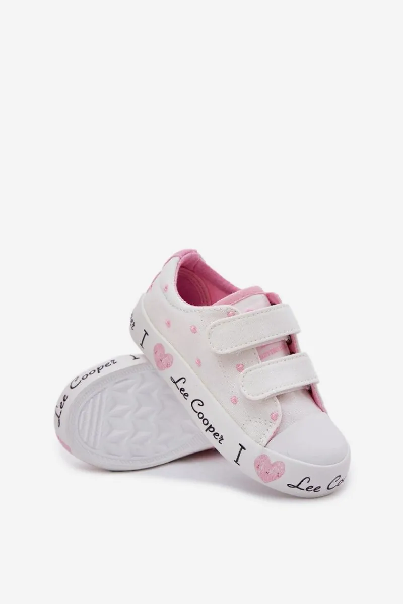 Hot Trampki Dziewczęce Na Rzepy LCW-25-02-3264K Białe Dzieci Dziewczęce|Back To School