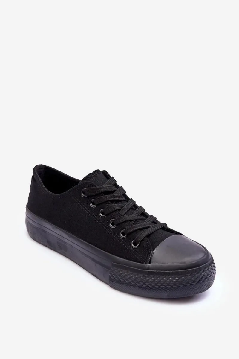Sale Trampki Klasyczne Niskie Na Platformie Czarne Jazlyn - Czarna podeszwa Damskie Trampki Damskie Niskie