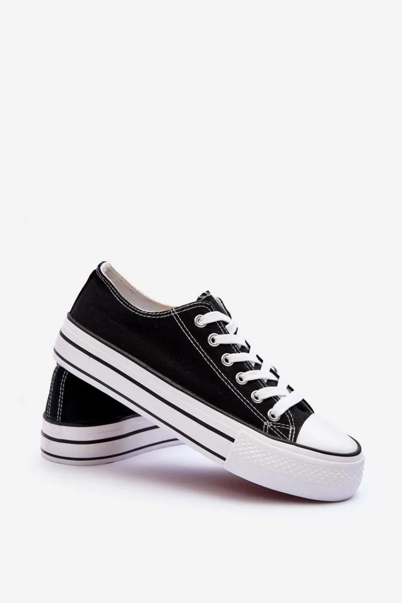 Trampki Damskie Niskie>Boto Trampki Klasyczne Niskie Na Platformie Czarne Jazlyn