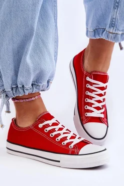 Trampki Damskie Niskie></noscript>Boto Trampki Klasyczne Niskie Damskie Czerwone Vegas