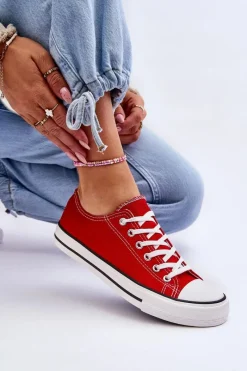 Trampki Damskie Niskie></noscript>Boto Trampki Klasyczne Niskie Damskie Czerwone Vegas