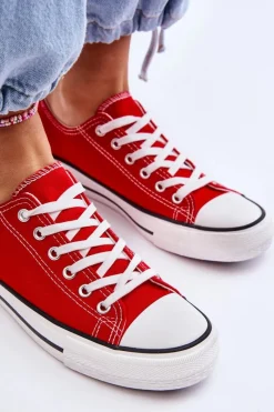 Trampki Damskie Niskie></noscript>Boto Trampki Klasyczne Niskie Damskie Czerwone Vegas