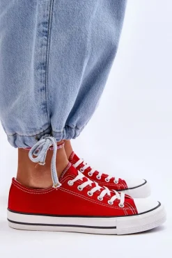 Trampki Damskie Niskie></noscript>Boto Trampki Klasyczne Niskie Damskie Czerwone Vegas