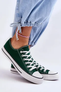 Trampki Damskie Niskie>Boto Trampki Klasyczne Niskie Damskie Zielone Vegas
