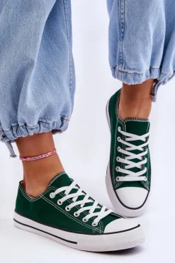 Trampki Damskie Niskie></noscript>Boto Trampki Klasyczne Niskie Damskie Zielone Vegas