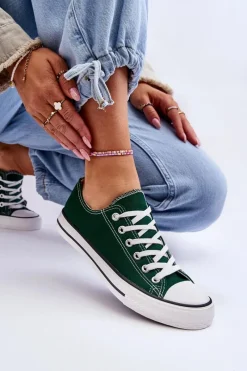 Trampki Damskie Niskie></noscript>Boto Trampki Klasyczne Niskie Damskie Zielone Vegas